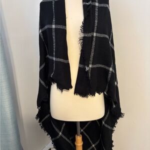 Black and Gray Plaid Shawl